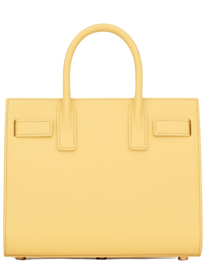 Saint Laurent Structured Yellow Calf Leather Shoulder Bag With Minimalist Design