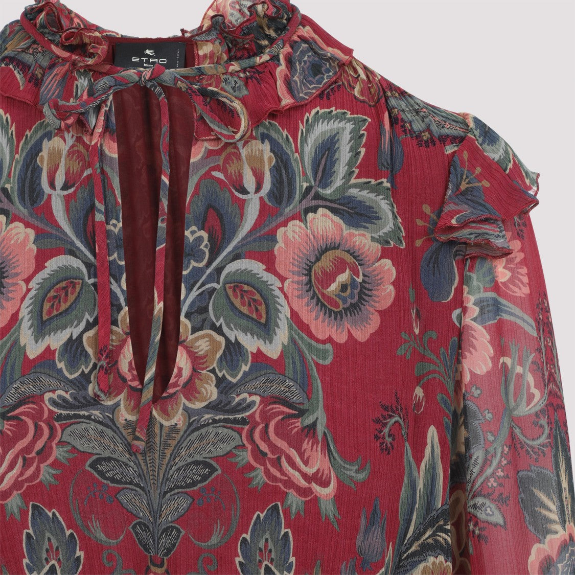 Etro High Neck Floral Print Mini Dress