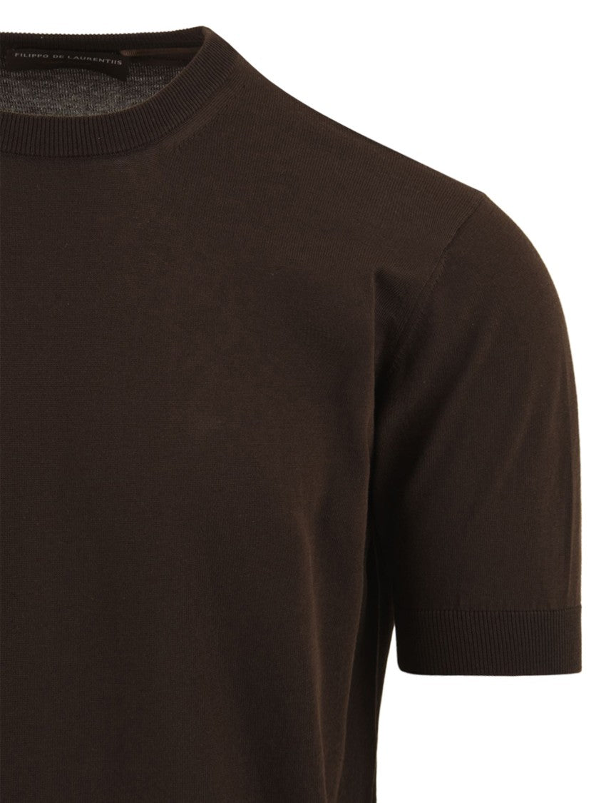 Filippo De Laurentiis Short-Sleeved Knit Top With Classic Crew Neckline