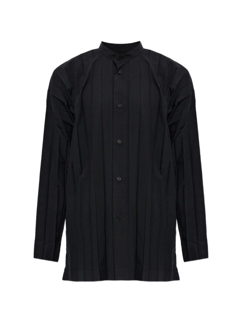 Homme Plissé Issey Miyake Mandarin Collar Textured Pleated Shirt