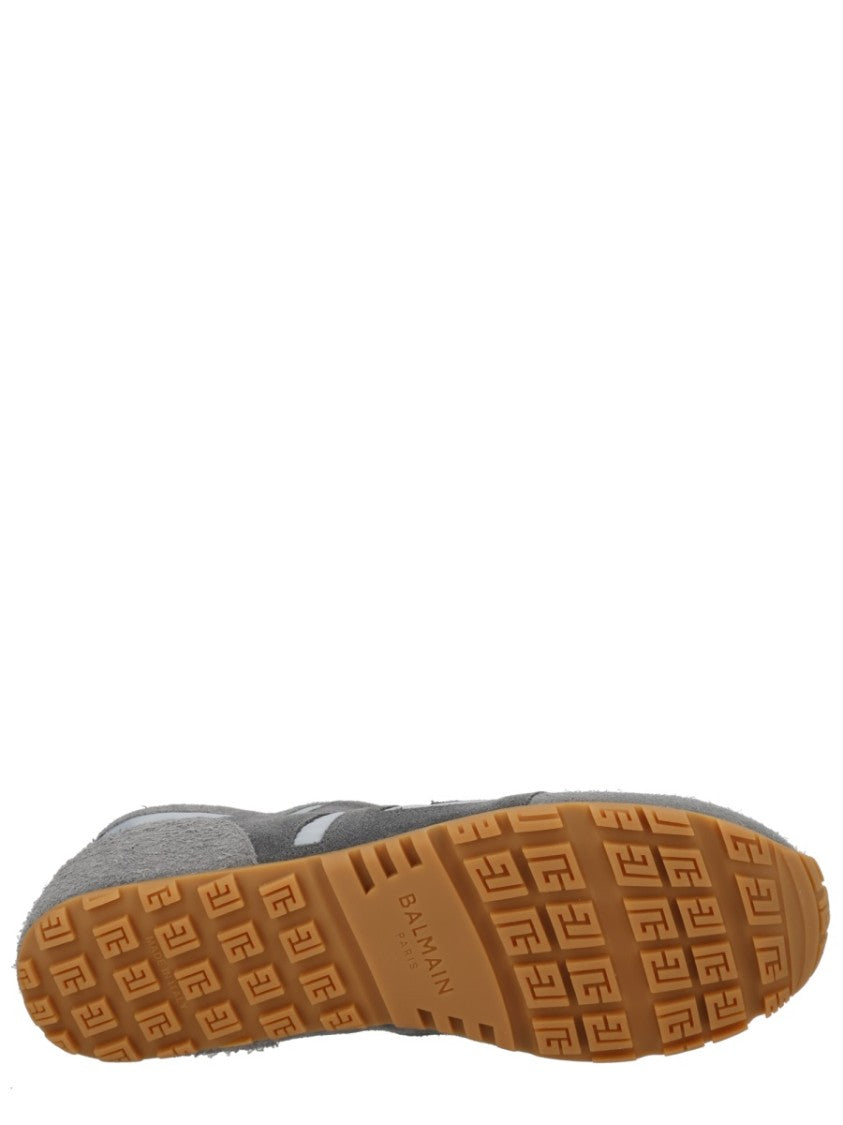 Balmain Grey Racer 45 Suede Panel Sneakers