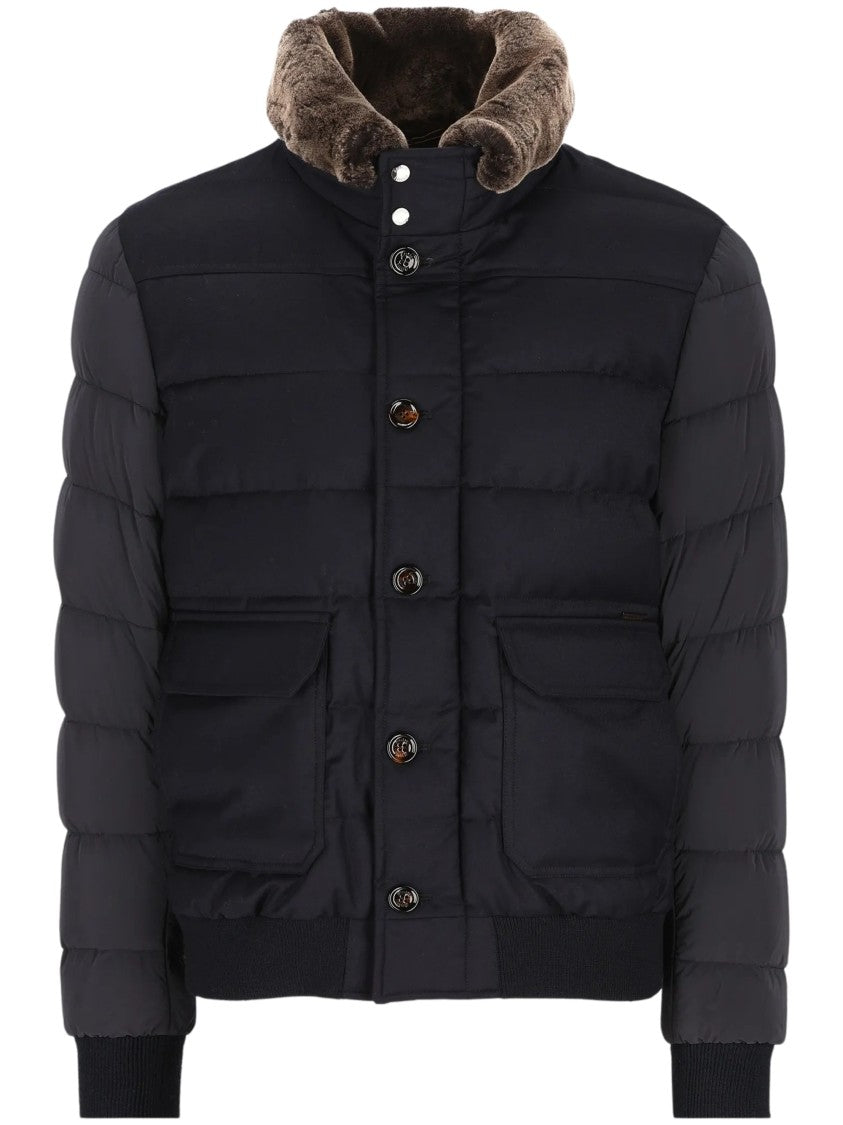Moorer Quilted Coat With Plush Faux-Fur Trim And Functional Design