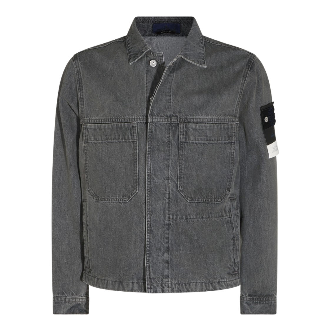 Stone Island Washed Grey Classic Collar Denim Jacket