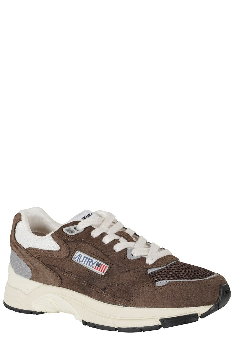 Autry Brown Hyperway Low Mesh Inserts Suede Sneakers