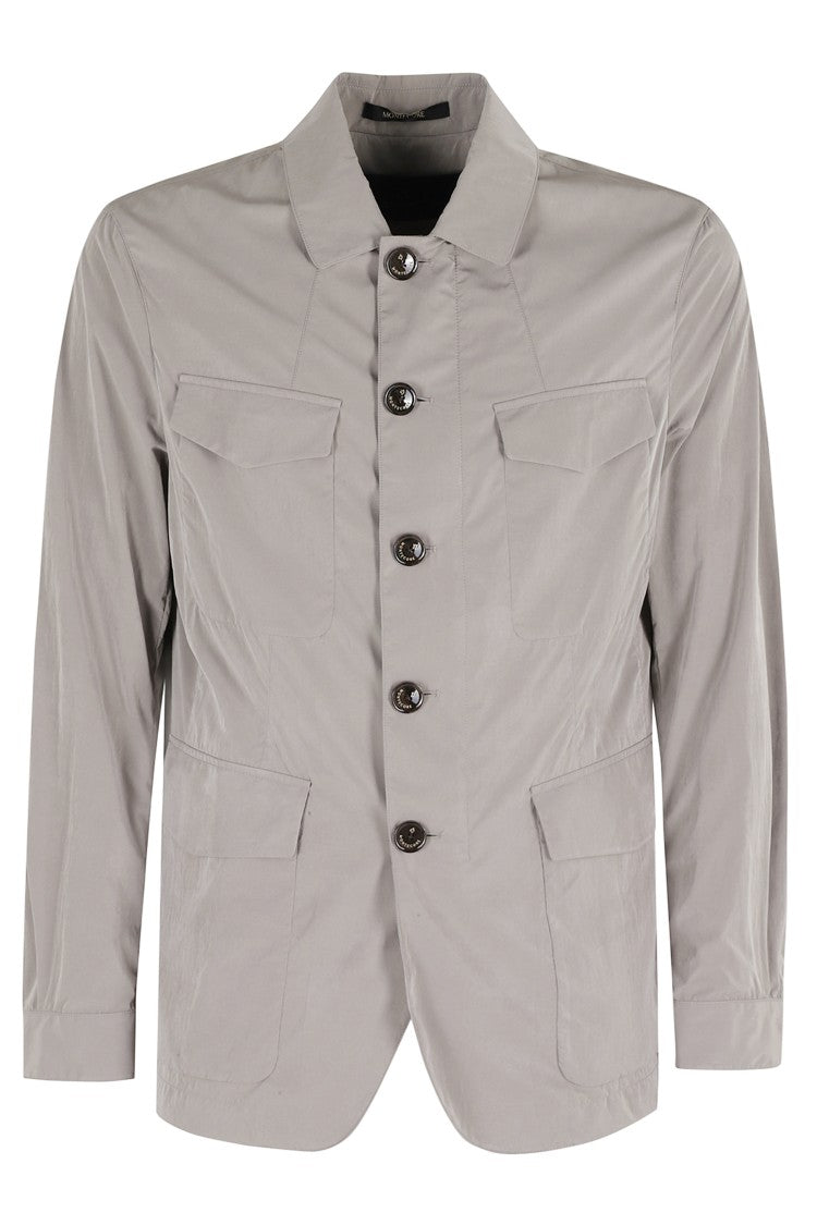 Montecore Gray Nylon Light Cropped Shoulders-Insignia Polyamide Jacket