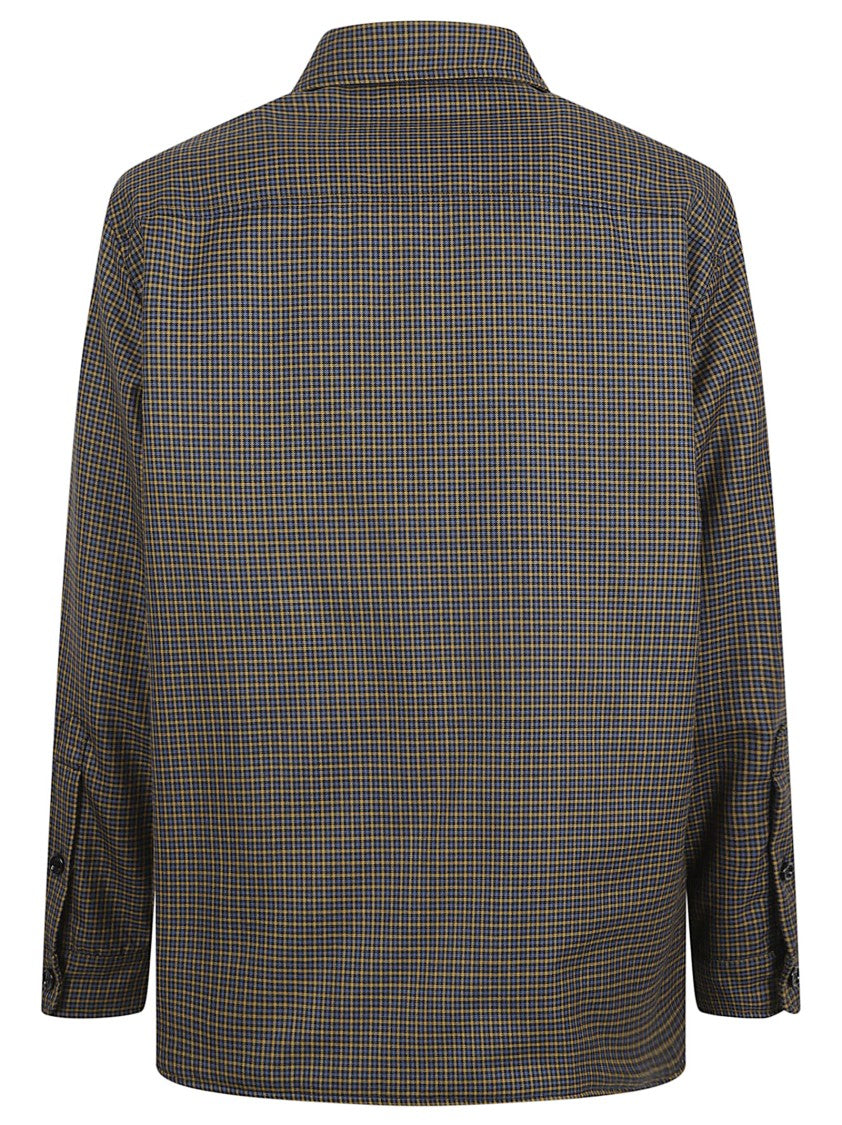 Valentino Garavani Checkered Brown Wool Coat With Long Sleeves And Chest Pocket