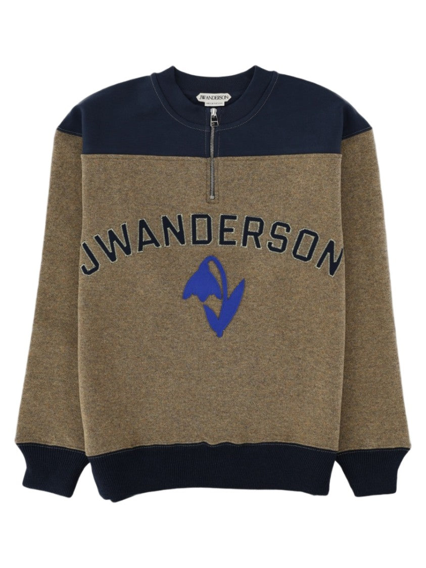 J. W. Anderson Half-Zip Embroidered Logo Cotton Sweatshirt