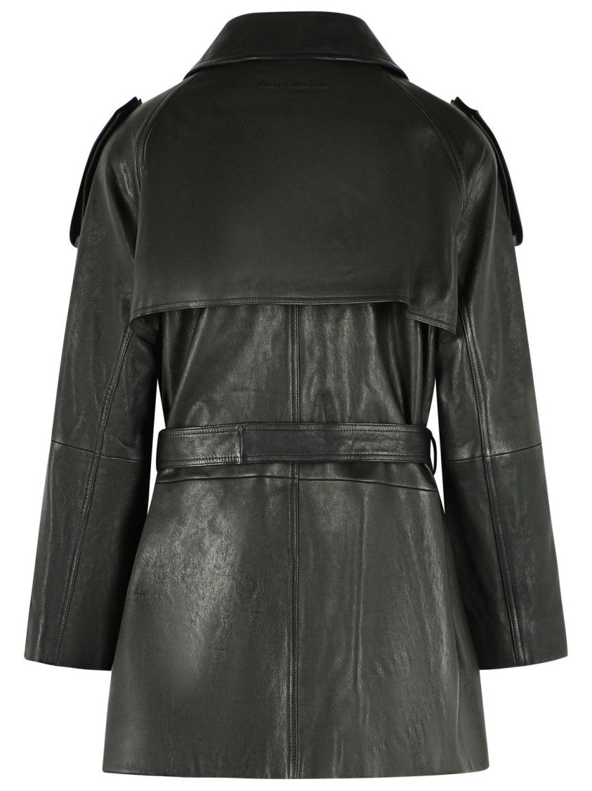 Acne Studios Structured Black Calfskin Leather Jacket With Wide Collar