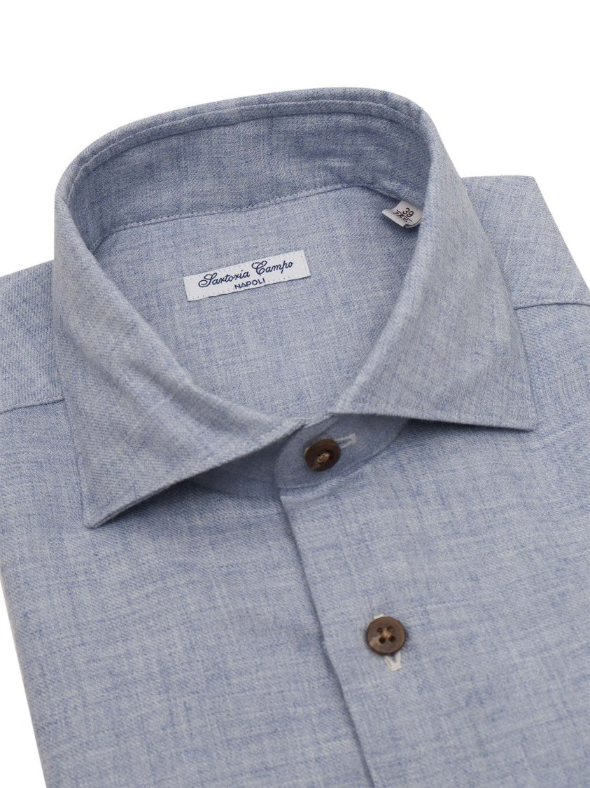 Sartoria Del Campo-Sonrisa Textured Heathered Cotton Shirt With Classic Collar
