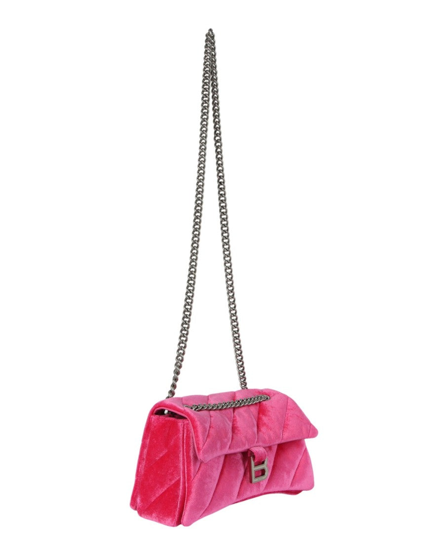 Balenciaga Crush Velvet Small Quilted Chain Shoulder Bag