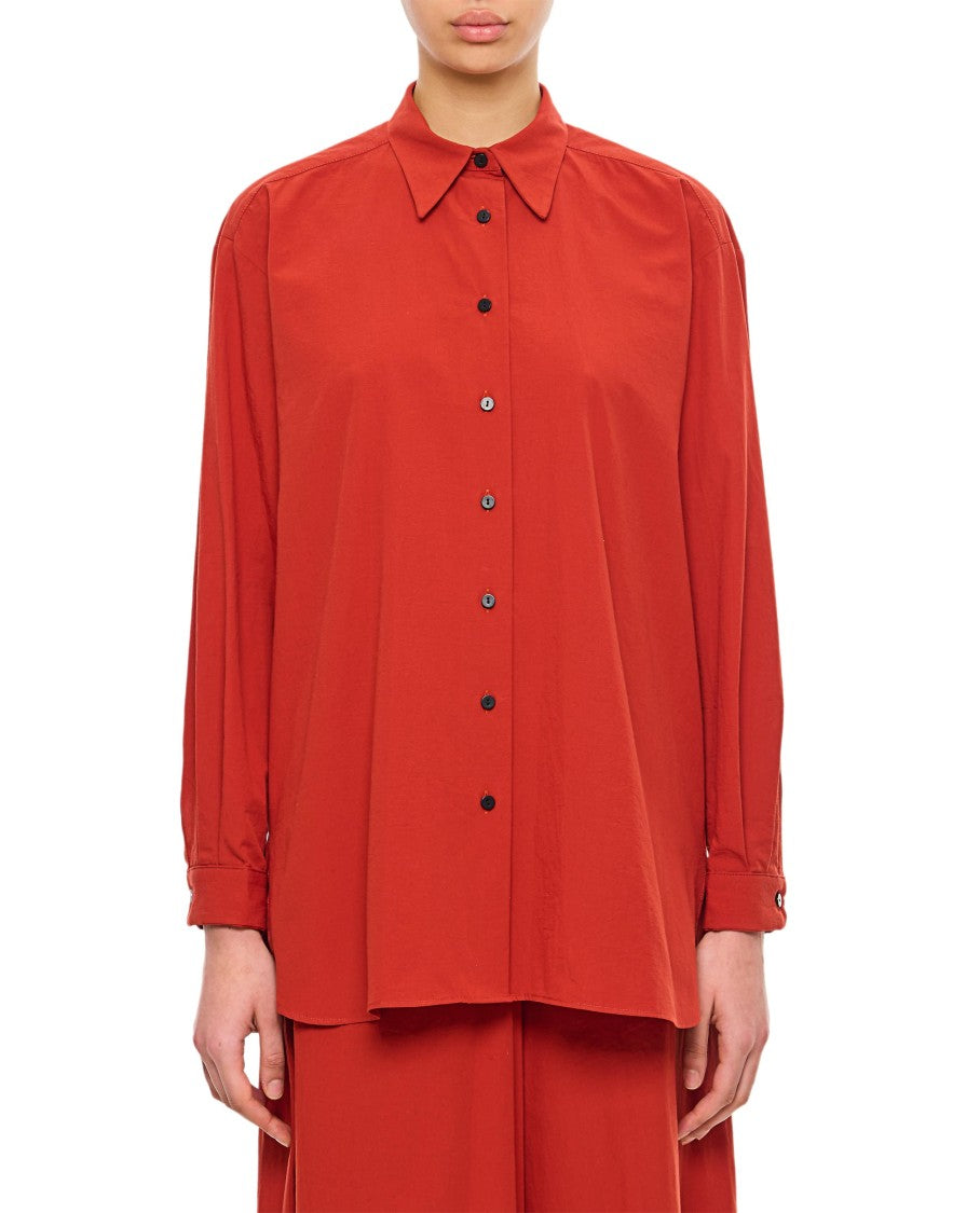 Dusan Red Shirt With Pointed Collar And Elegant Draping
