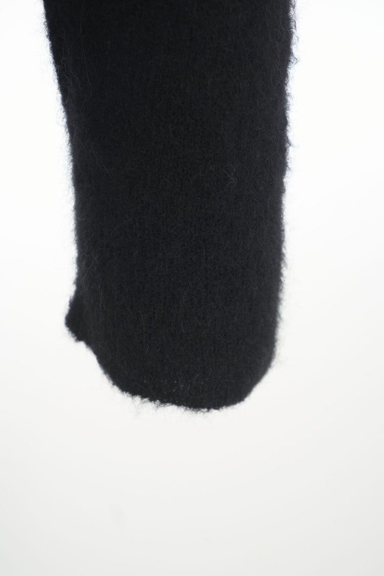 Atomo Factory Virgin Wool Black Cardigan With V-Neck And Ribbed Cuffs