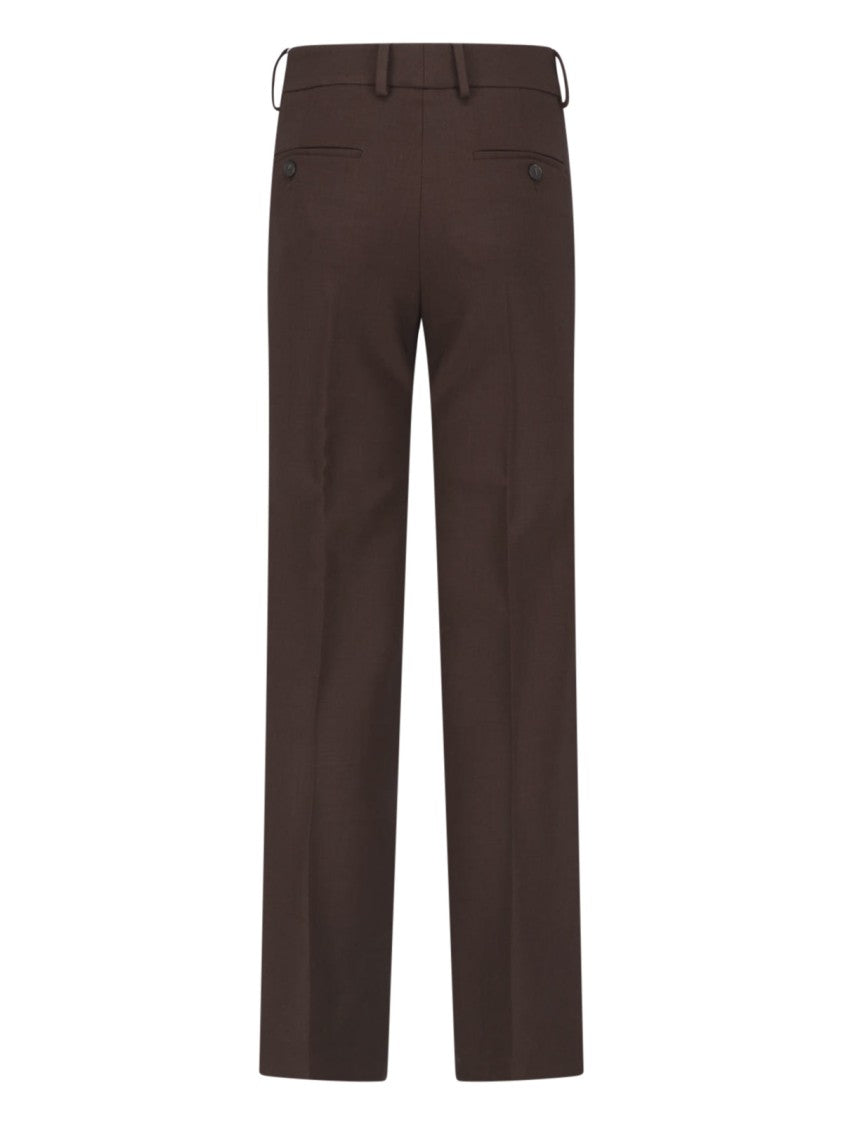 Incotex Brown Tailored Straight-Leg Virgin Wool Pants