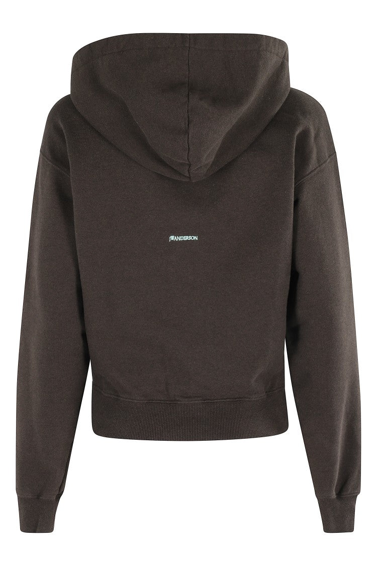 J. W. Anderson Cropped Brown Melange Hoodie