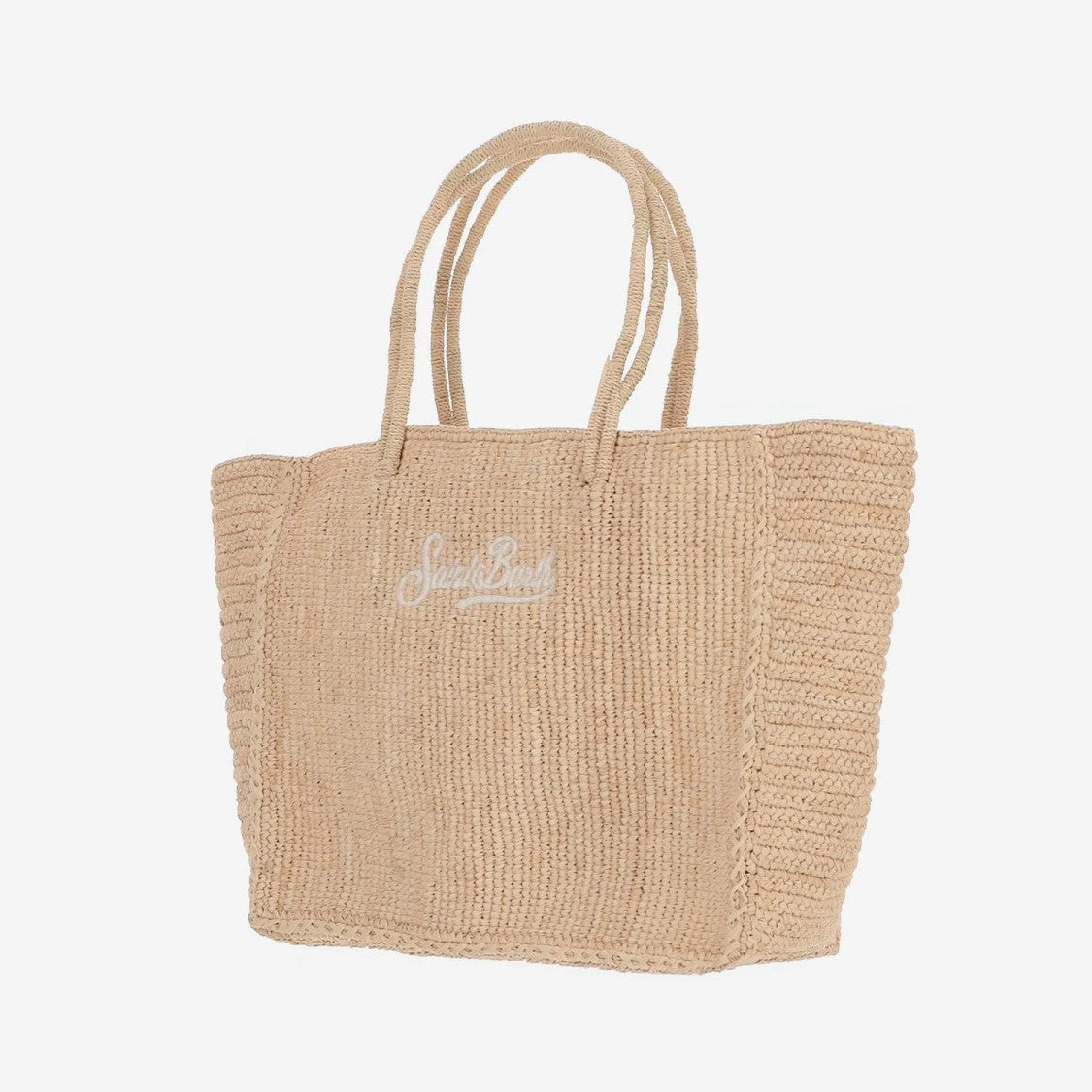 Mc2 Saint Barth Natural Woven Tote Bag With Embroidered Logo
