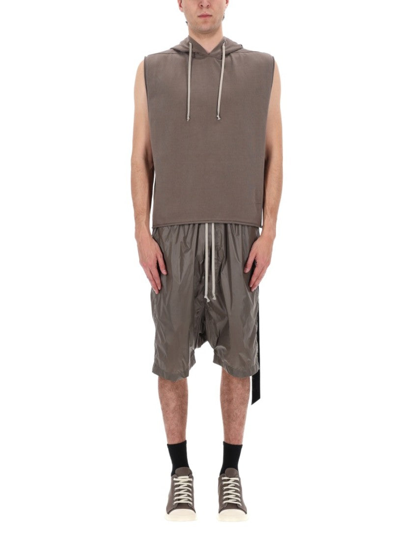Drkshdw By Rick Owens Sleeveless Tunic Long Strap Hoodie Top