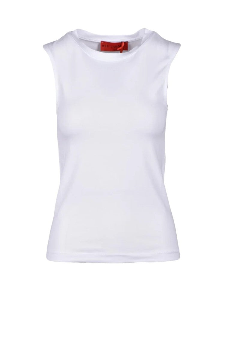 Wild Cashmere White Minimalist Cashmere-Blend T-Shirt