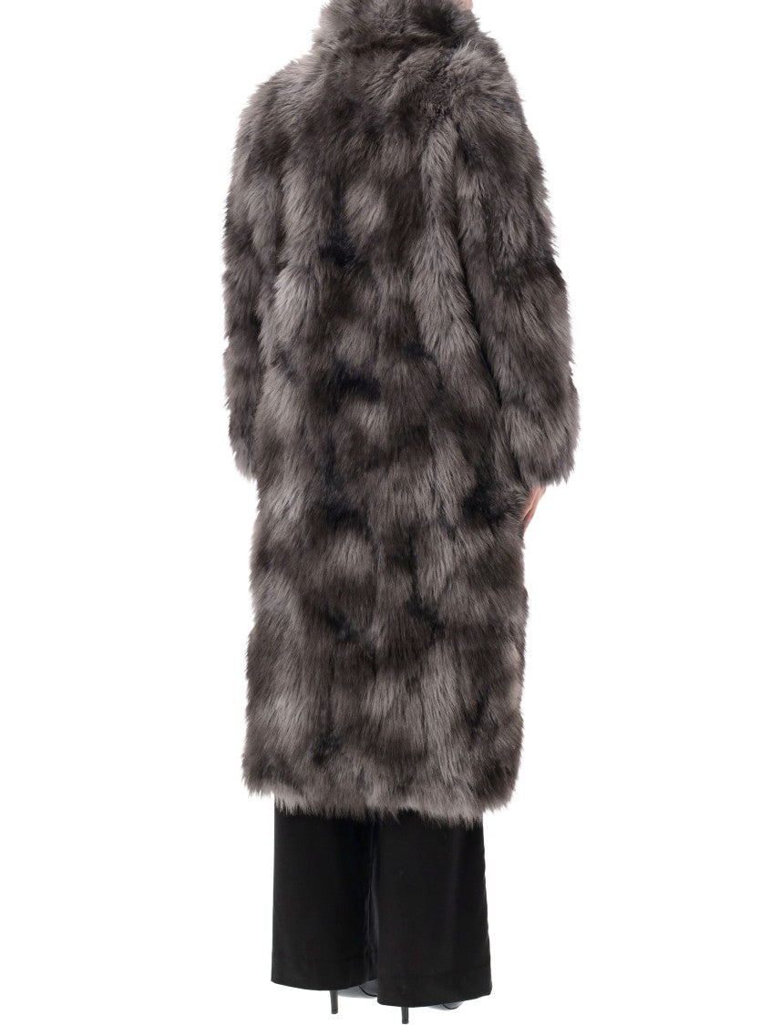 Sword Coat Eco Martora Mottled Plush Faux Fur Long Coat