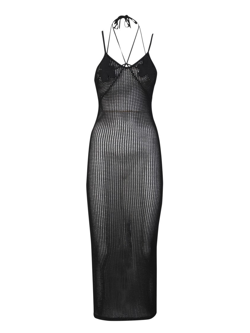 Andreâdamo Textured Black Midi Dress
