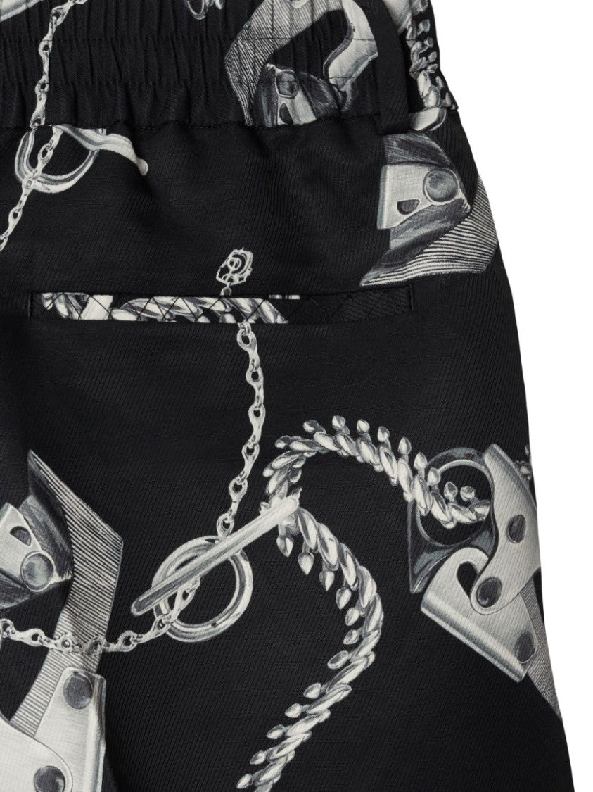 Burberry Knee-Length Chain-Link Print Shorts With Pleat Detailing