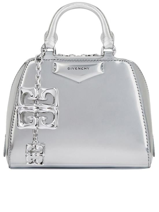 Givenchy Structured Silver Calf Leather Crossbody Bag