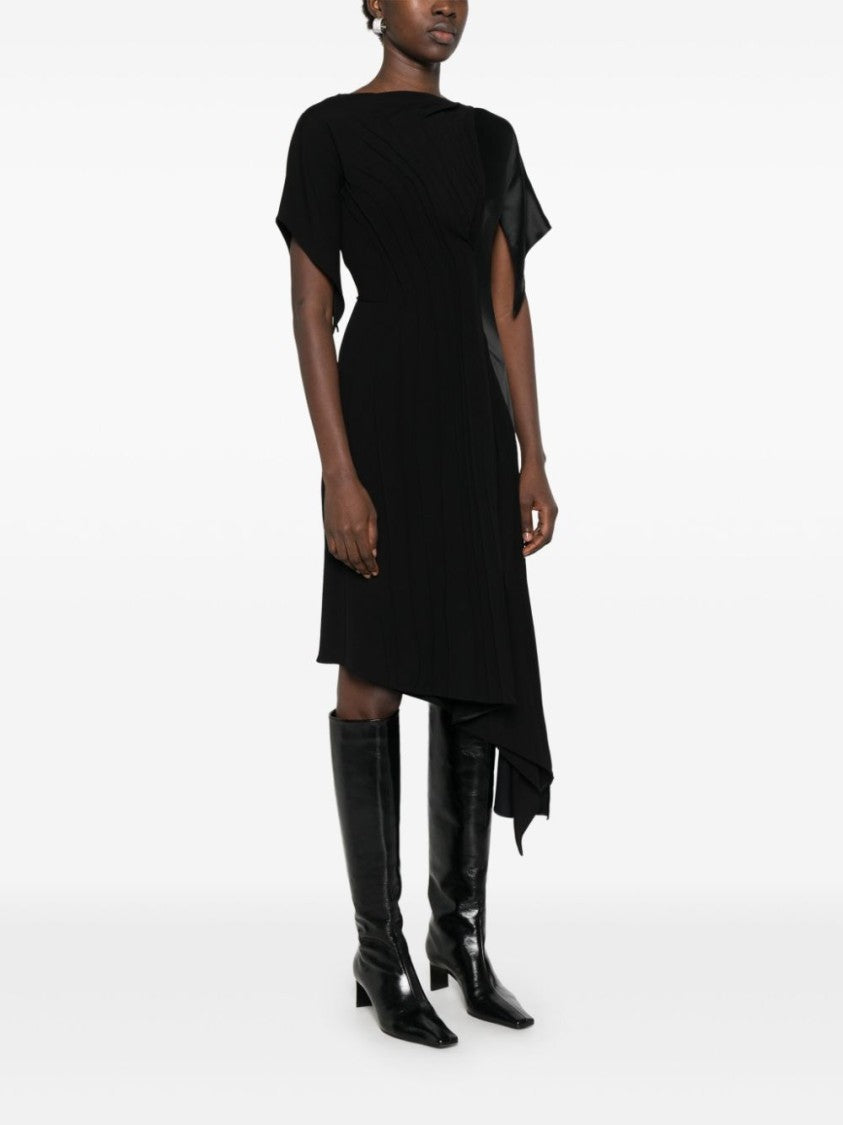 Mugler Asymmetrical Black Midi Dress