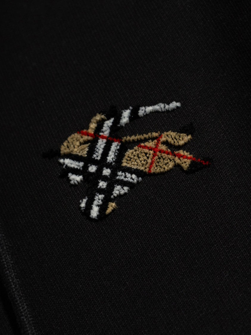Burberry Black Cotton Check Zip-Up Sweatshirt