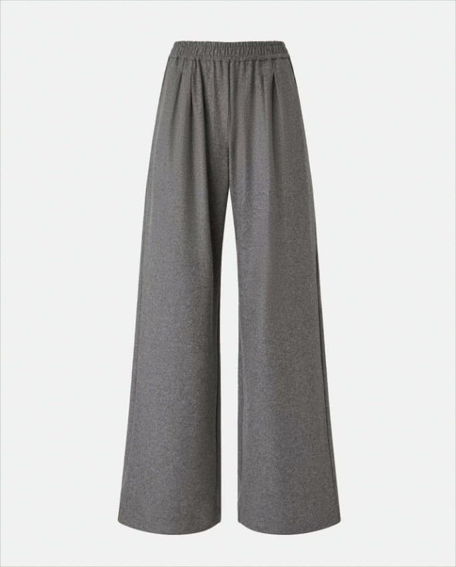 Pinko Wide-Leg Flared Pants In Yarn-Dyed Wool-Blend Flannel