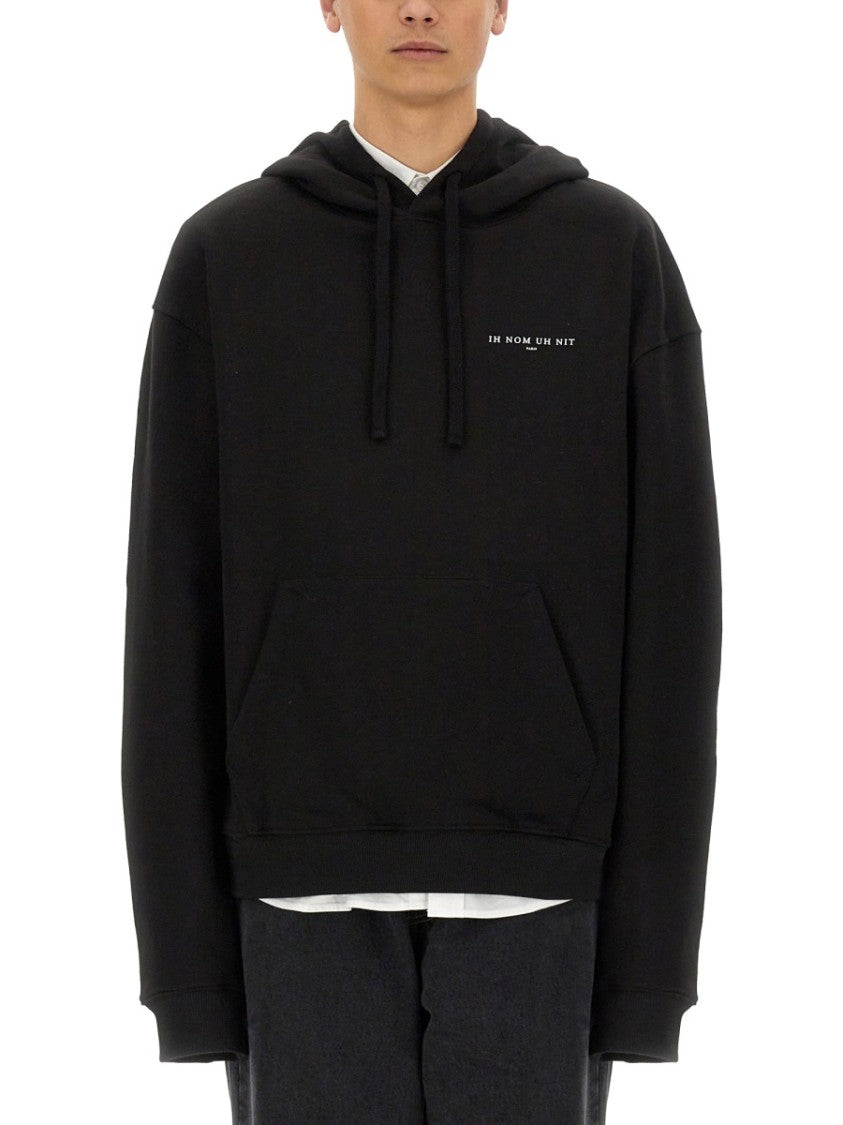 Ih Nom Uh Nit Relaxed Fit Black Hoodie With Graphic Design