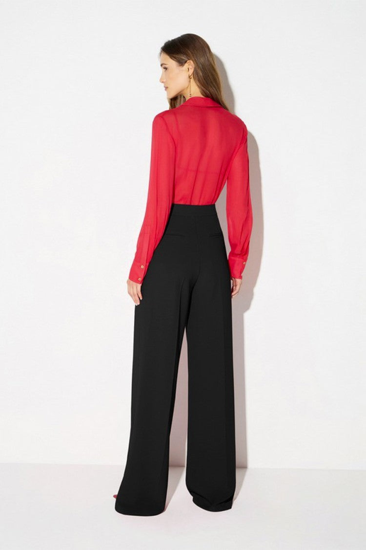 Elisabetta Franchi Red Viscose Sheer Bodysuit