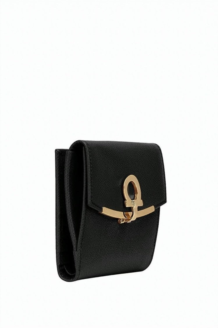 Salvatore Ferragamo Textured Calf Leather Wallet With Gold-Tone Emblem