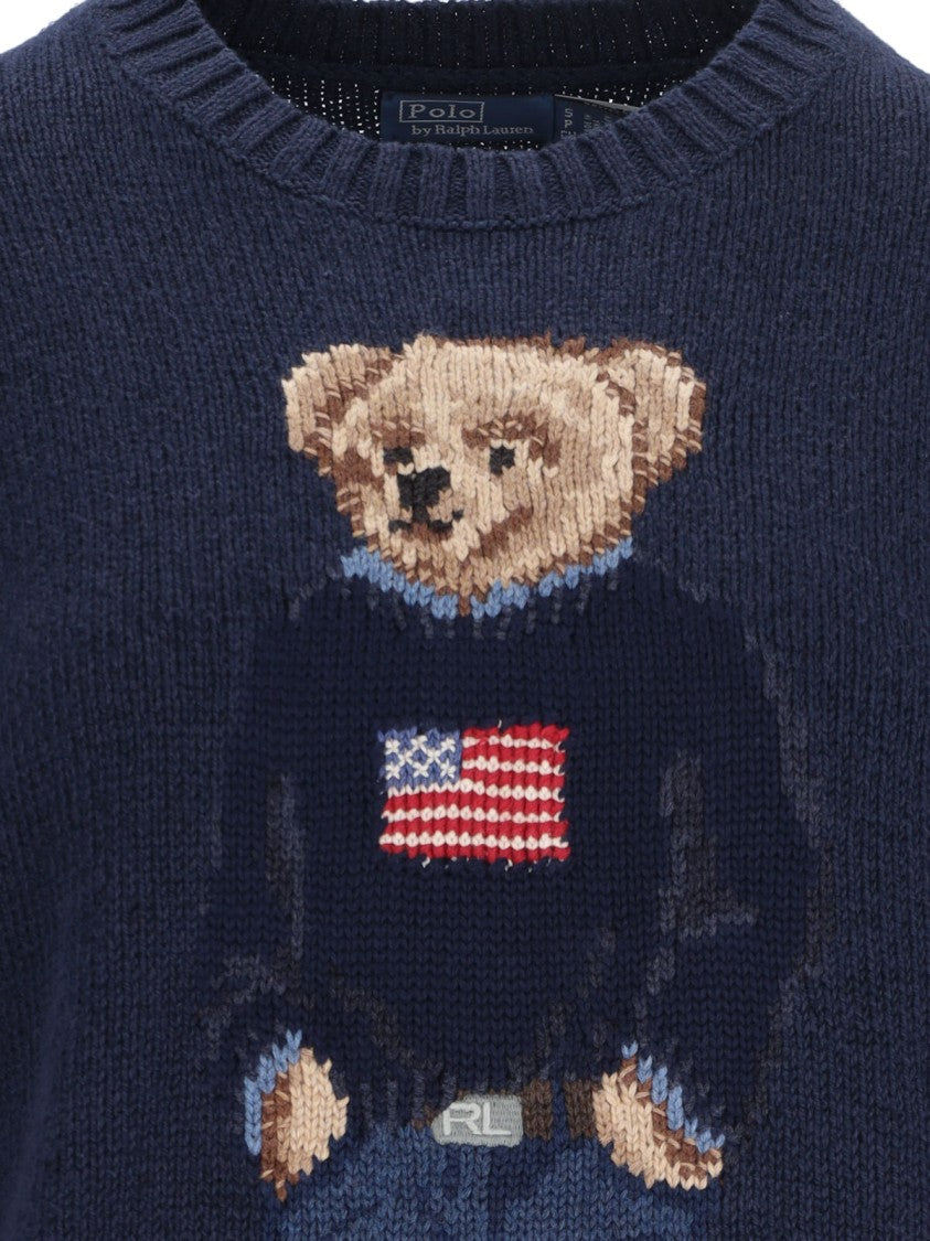 Polo Ralph Lauren Navy Polo Bear Embroidered Knit Sweater