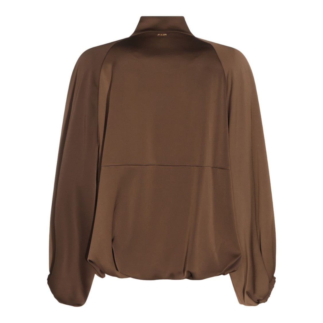 Twin-Set Brown Zip-Up Jacket With High Collar And Relaxed Hem