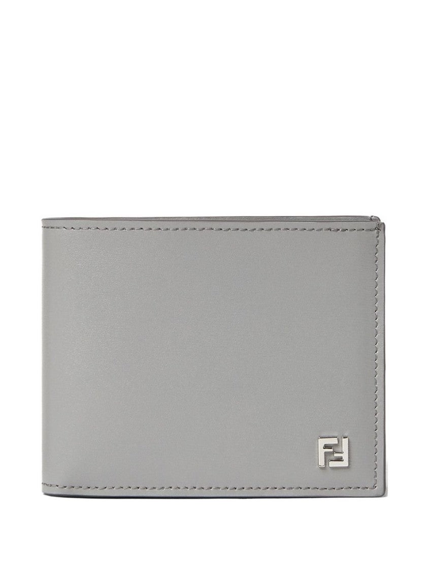 Fendi Grey Ff Squared Leather Coin Wallet