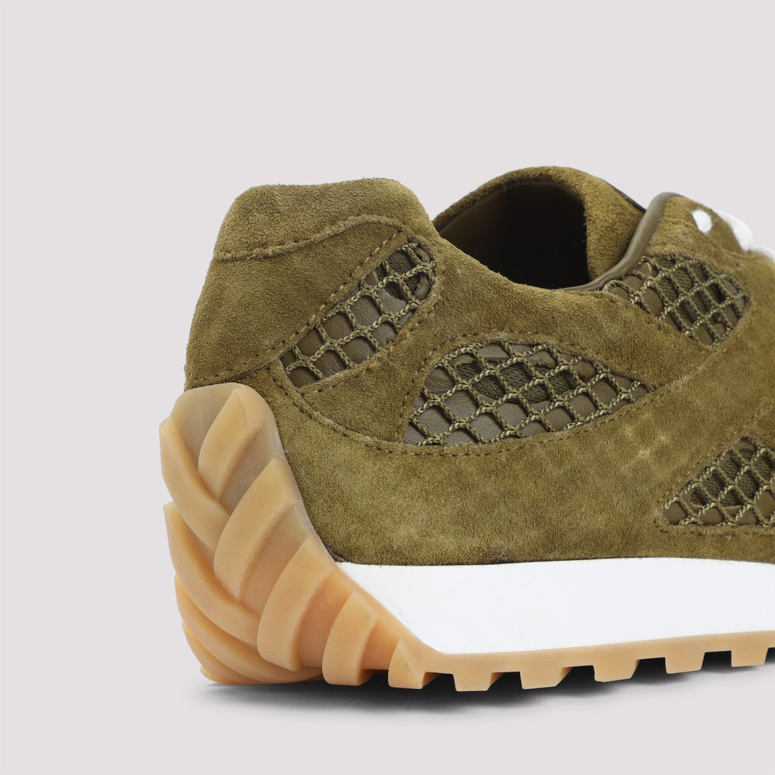 Bottega Veneta Olive Oil Green Suede Calf Leather Orbit Sneakers