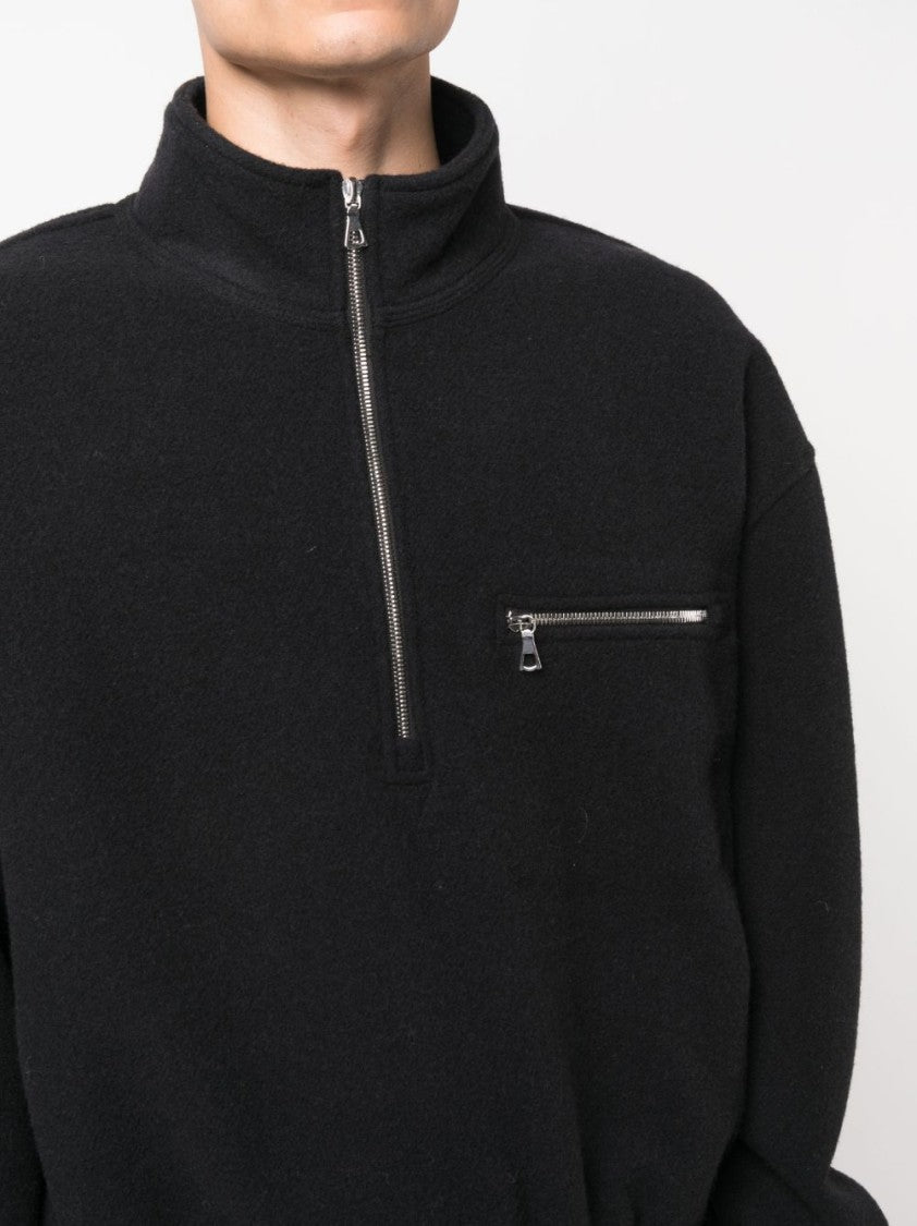 Rier Black Relaxed-Fit Half-Zip High Collar Sweater