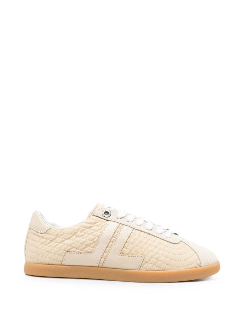 Lanvin Ecru Beige Quilted Sneakers With Logo Detail