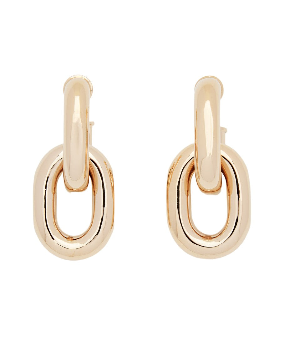 Rabanne Double Hoop Earrings With Polished Metallic Discs