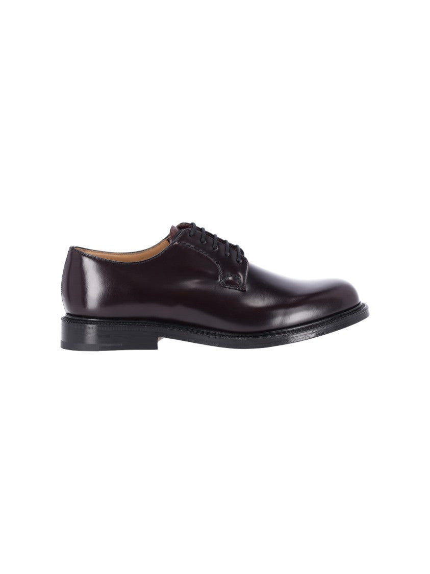 Church's Burgundy Calf Leather Derby Shoes With Lace-Up Closure