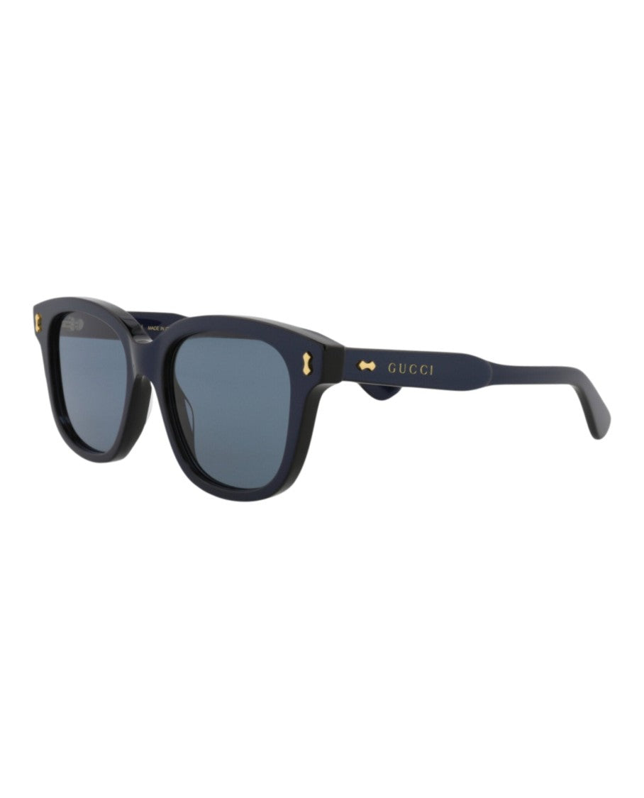 Gucci Square-Frame Sunglasses In Recycled Acetate With Gold Accents