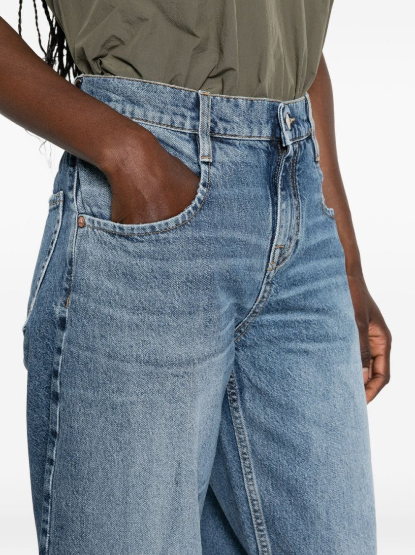 Cycle Light Blue Wash High-Waisted Wide-Leg Denim Jeans