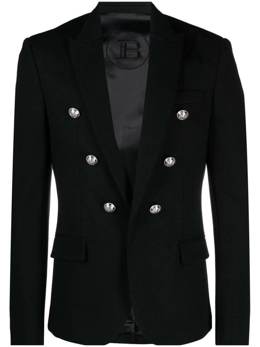 Balmain Embossed-Button Open-Front Blazer