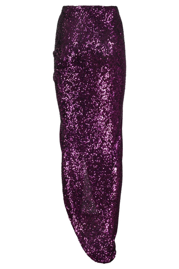 Nervi Sequined Purple Midi Skirt With Front Knot