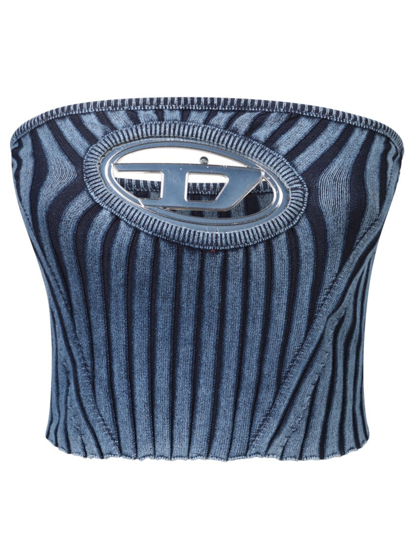 Diesel Slim Fit Ribbed Cotton Bandeau Top