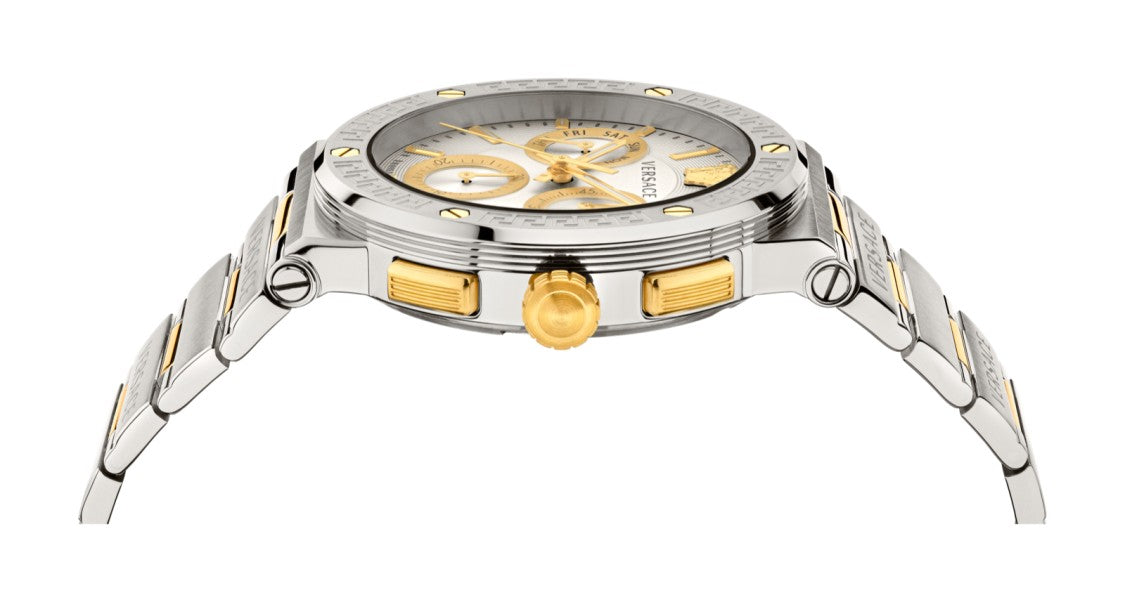 Versace Chrono Two-Tone Stainless Steel Watch With Greca Logo
