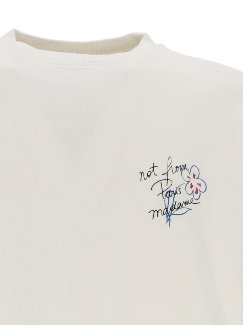 Drôle De Monsieur White Esquisse Slogan Long T-Shirt