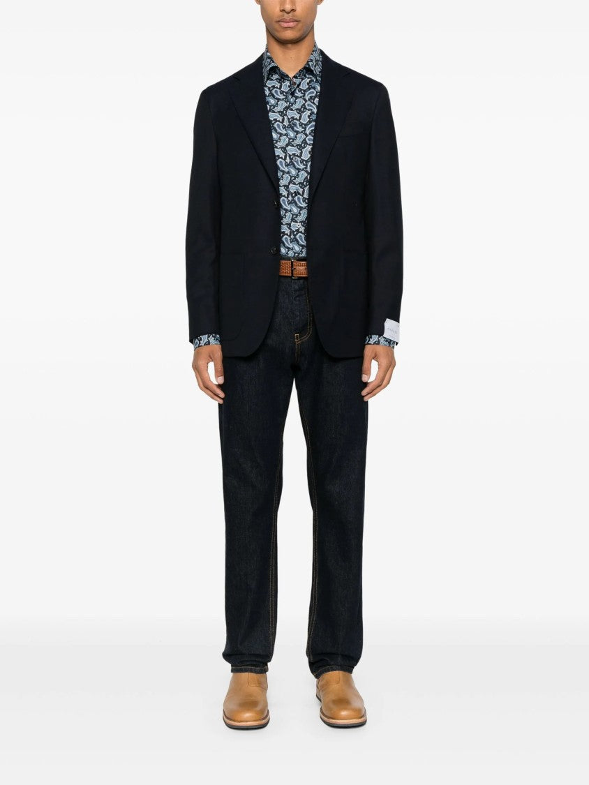 Etro Roma Cobalt Blue Paisley Cotton Shirt