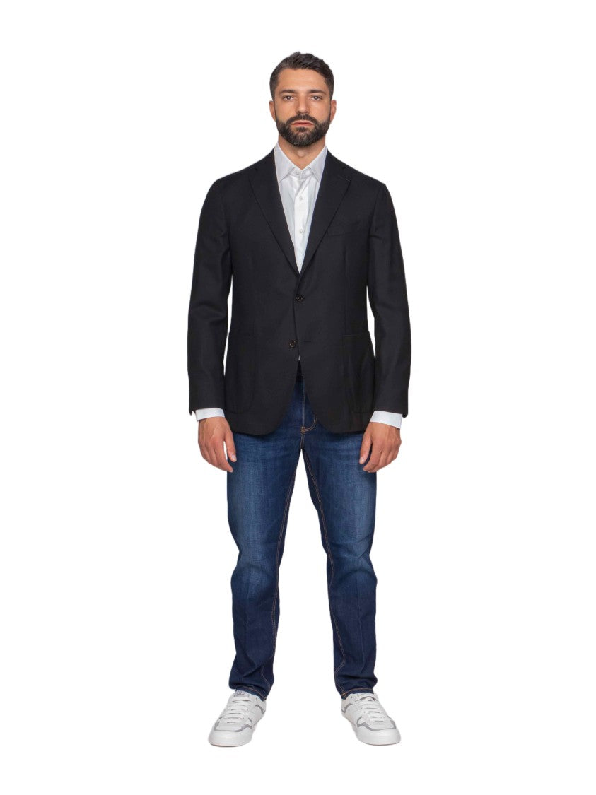 Boglioli Tailored Black Blazer With Notched Lapel And Buttoned Cuffs