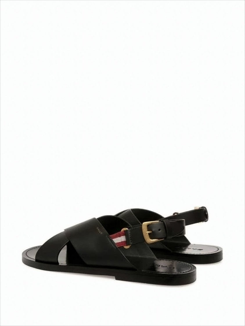 Bally Black Leather Sandals With Adjustable Ankle Strap