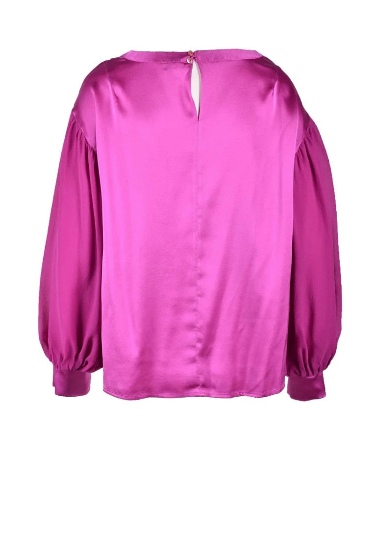 Her Shirt Silk Blouse - Fuchsia